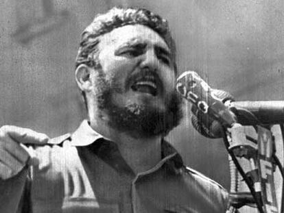 Fidel Castro, durante un discurso en abril de 1961 en La Habana.