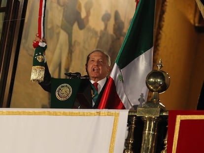 López Obrador la noche del domingo durante el 'Grito' de la Independencia de México
