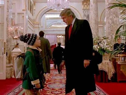 Donald Trump em cena com Macaulay Culkin em 'Esqueceram de mim 2'.