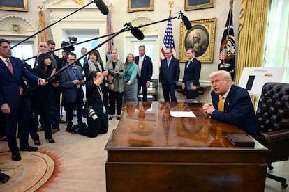 El presidente estadounidense Donald Trump este viernes en la Casa Blanca.