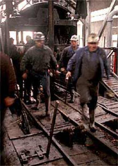 Mineros en Villablino (León).