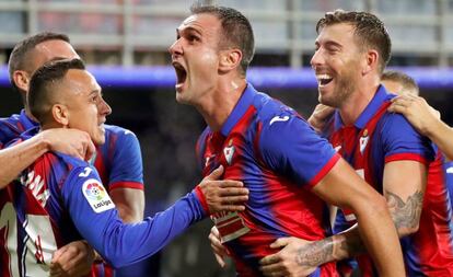 Kike García celebra su gol al Villarreal.