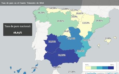 El paro baja en 83.000 personas