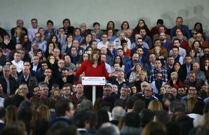 Susana Díaz habla durante un acto con alcaldes en Madrid, el 11 de febrero de 2017.