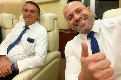 El diputado Silveira, junto al presidente Bolsonaro