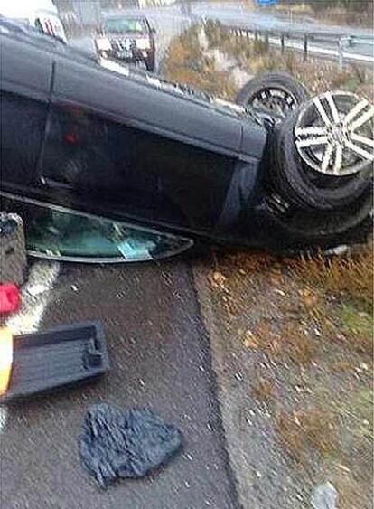 El coche de Viqueira tras el accidente
