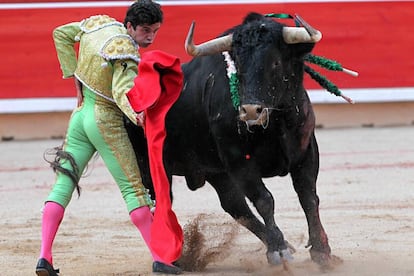 Juan del Álamo, la tarde del domingo en la plaza de Pamplona.