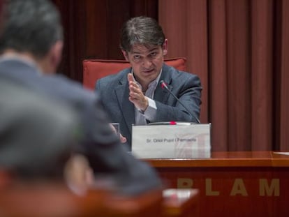 Oriol Pujol, a la compareixença al Parlament.