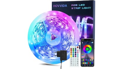 Vista de la tira de luces led con descuento en Amazon.