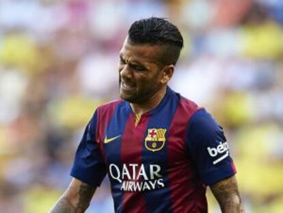Dani Alves durante el partido de Liga ante el Villarreal.