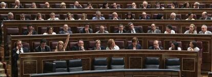 Imagen de la bancada socialista durante una votación en el Congreso de los Diputados.