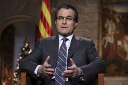 El presidente de la Generalitat, Artur Mas, durante el discurso institucional de Fin de A&ntilde;o.