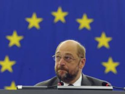 El presidente del Parlamento Europeo, Martin Schulz, asiste ayer al pleno del Parlamento Europeo.