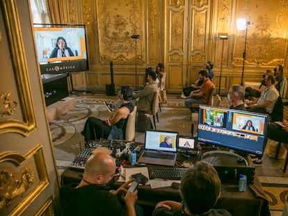 Un momento del curso de 'showrunners' impartido dentro del festival Iberseries Platino Industria los pasados martes y miércoles en Casa de América de Madrid.