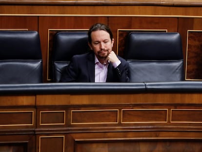 El vicepresidente Pablo Iglesias, durante la sesión de control al Ejecutivo este miércoles.