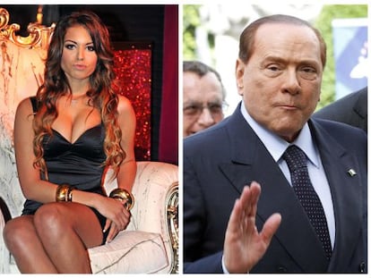 A marroquina Karima El Mahroug, a Rubi parte corações, e o ex-presidente Silvio Berlusconi