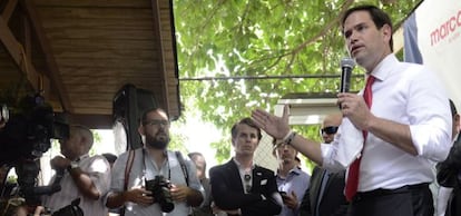 Marco Rubio en un acto en el barrio de Santurce, en Puerto Rico.