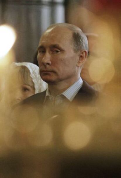 El primer ministro ruso, Vladimir Putin, durante una ceremonia religiosa en San Petersburgo.