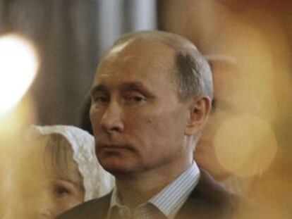 El primer ministro ruso, Vladimir Putin, durante una ceremonia religiosa en San Petersburgo.