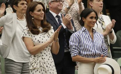 Kate Middleton y Meghan Markle, este sábado en Wimbledon.