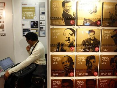 <i>Stand</i> del sello alemán Membran ayer en el Midem de Cannes.