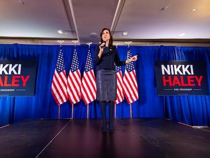 La candidata republicana Nikki Haley, en un acto de campaña en Washington, el pasado día 1.