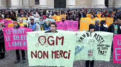Un grupo de activistas se manifiestan en apoyo del Acuerdo de Par&iacute;s el 12 de diciembre, en Francia.