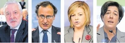 De izquierda a derecha, José Blanco, Alfonso Alonso, Elena Valenciano y Elena Pisonero.