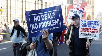 Manifestación en Londres a favor del Brexit, con o sin acuerdo.
