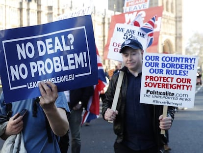 Manifestación en Londres a favor del Brexit, con o sin acuerdo.
