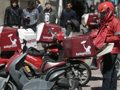 Un repartidor de Telepizza en Madrid.