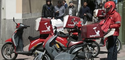 Un repartidor de Telepizza en Madrid.