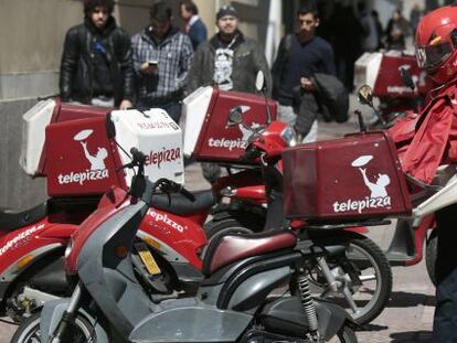 Un repartidor de Telepizza en Madrid.