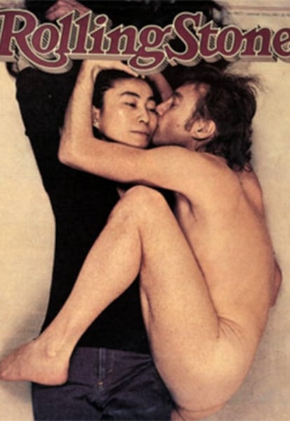 Imagen de la portada ganadora, Lennon abraza a Yoko Ono en la primera de <i>Rolling Stone</I> correspondiente a enero de 1981.