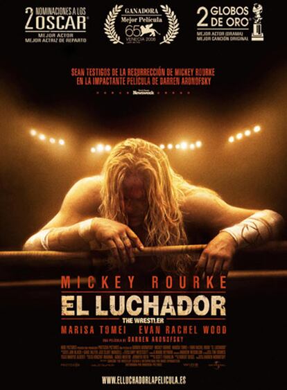 En &#39;El luchador&#39;, su nueva película, recién estrenada en España, Mickey Rourke interpreta a una ex estrella de la lucha libre. Por este papel ya ha recibido dos premios importantes: El Globo de Oro y el Bafta de la Academia británica a Mejor Actor. Además, está nominado al Oscar.