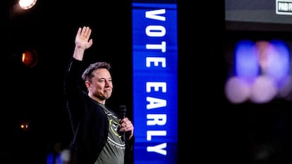 Elon Musk, durante un mitin de la semana pasada en Harrisburg (Pensilvania).