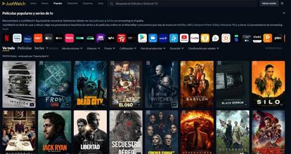 Interrfaz web de JustWatch