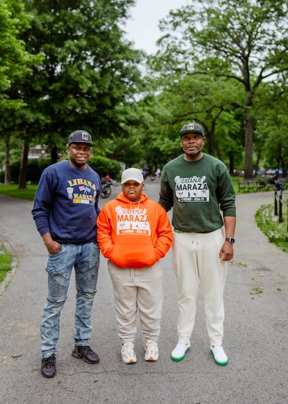 Mike Maraza, Delmo Núñez y su hijo Jayeson.