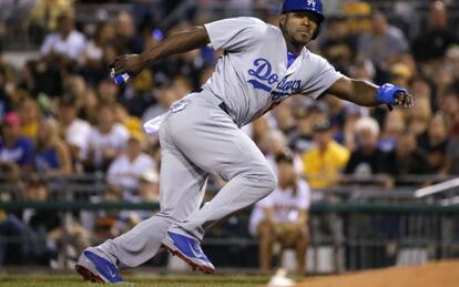 El cubano Yasiel Puig, durante un partido este verano con los Dodgers