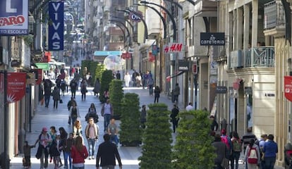 Rúa do Príncipe, la zona más comercial de Vigo, el pasado viernes