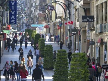 Rúa do Príncipe, la zona más comercial de Vigo, el pasado viernes