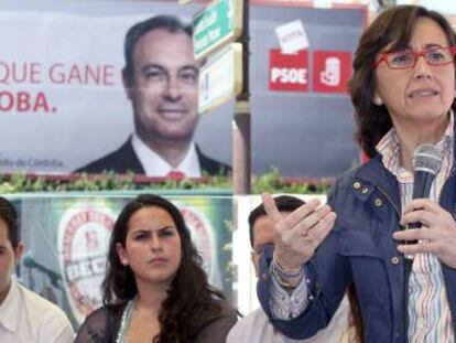 Rosa Aguilar, durante su intervención en la presentación de los candidatos jóvenes del PSOE en Córdoba.