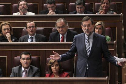 El líder del PP, Mariano Rajoy, ayer en el pleno del Congreso.