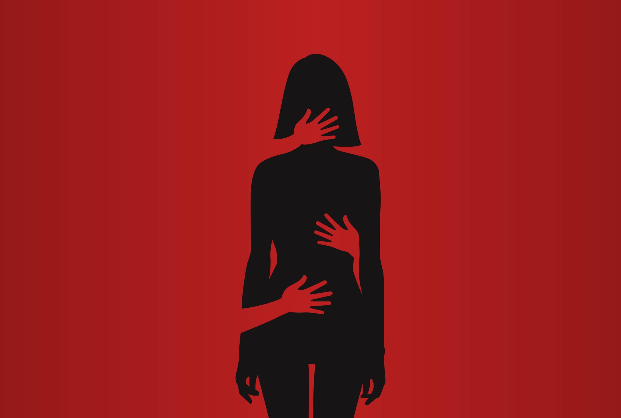 Silueta de mujer, ilustración vectorial de acoso.
