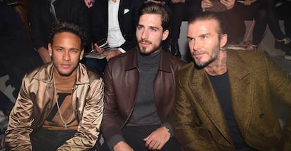 Neymar, Trapp y Beckham en el desfile de Louis Vuitton.