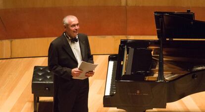 El pianista Ivo Pogorelich, ayer durante su recital en Zaragoza.