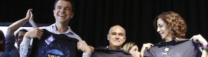 Herzog (i) junto a los también candidatos Rueda y Lozano.