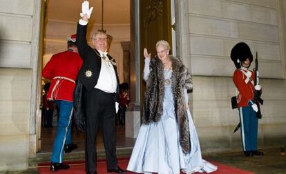 El príncipe Enrique y Margarita de Dinamarca, en la recepción de Año Nuevo en el palacio real en Copenhague.