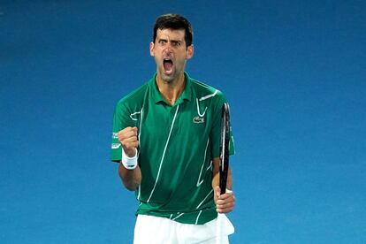 El tenista serbio Novak Djokovic, tras imponerse en la final ante Dominic Thiem.