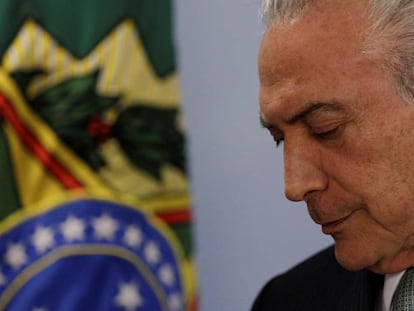 Michel Temer en su comparecencia de prensa en Planalto